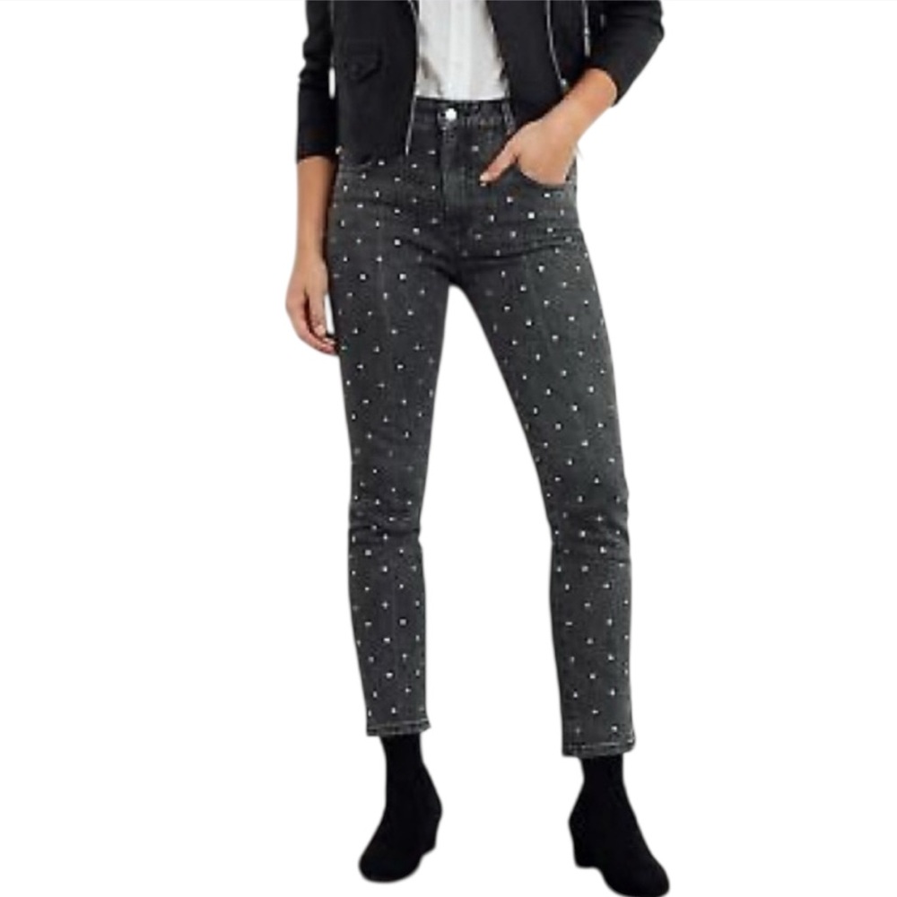 Anthropologie Pilcro High rise straight Rhinestone Jeans Size 28